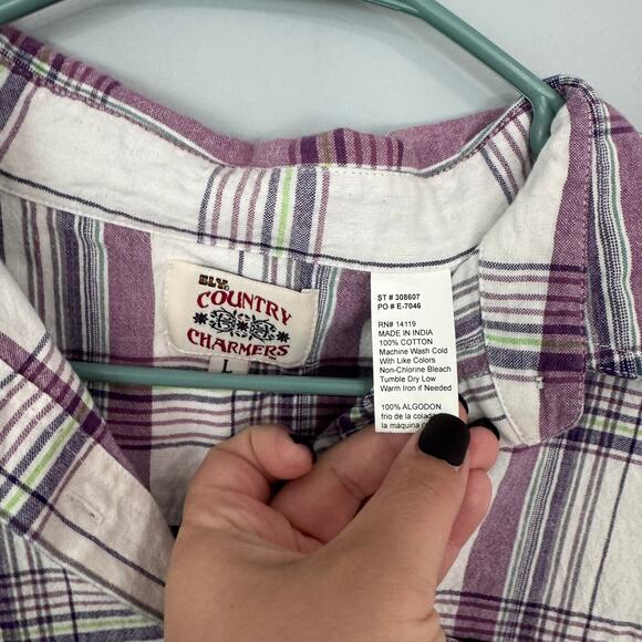 Vintage Ely Country Charmers Western Plaid Button Down Shirt Women's Size Large - Picture 2 of 5